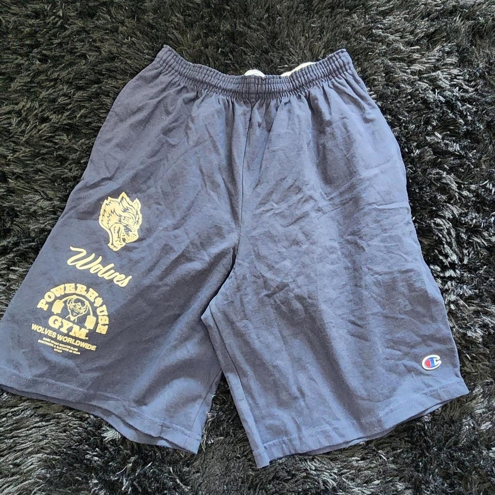 Champion Navy Graphic Wolves Athletic Shorts